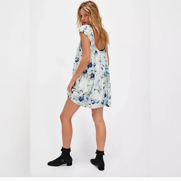 Free People | Dresses | Free People Wildflower Printer Floral Blue And White  Mini Dress Size S | Poshmark